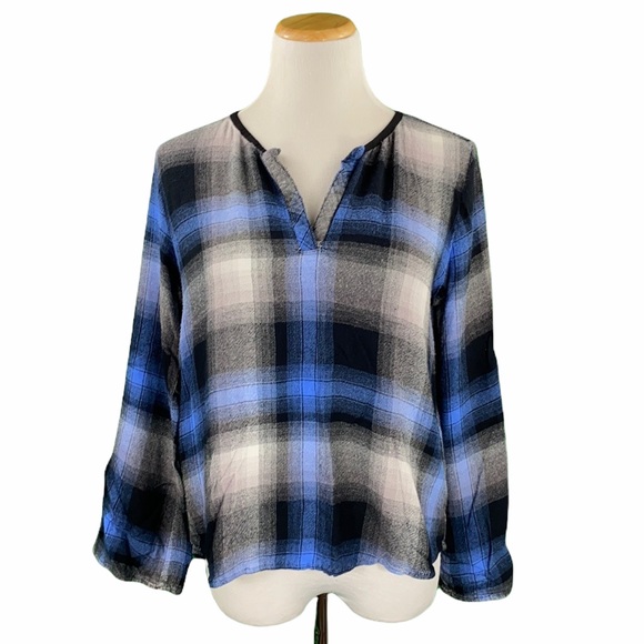 Anthropologie Cloth & Stone Plaid Pullover Flannel Top